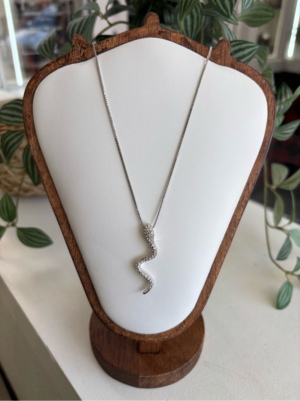Swarovski Silver Crystal Snake Pendant Necklace